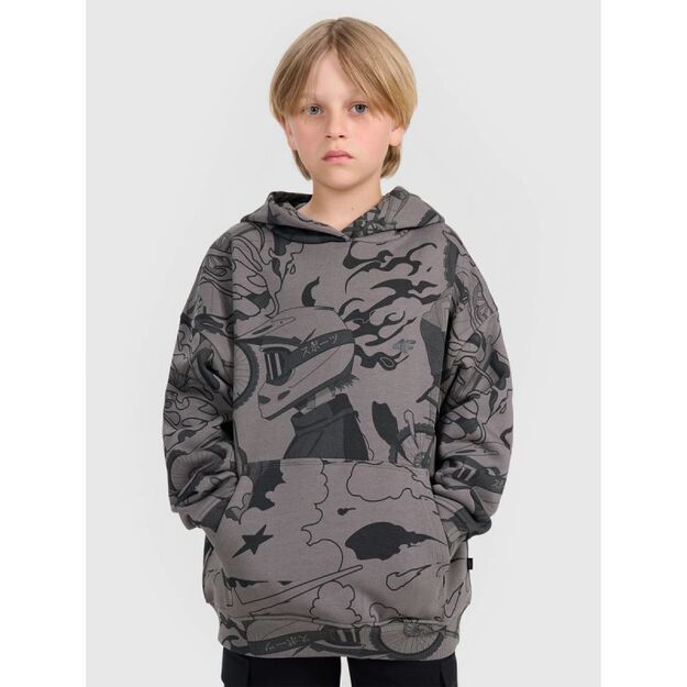 Boy\ s sweatshirt with hood, open, 4F 4FJRAW25TSWSM2343-90A