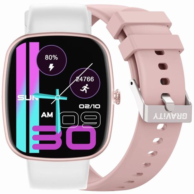 GRAVITY GT18-2 Women\ s Smartwatch Pink Silicone Strap + White Strap