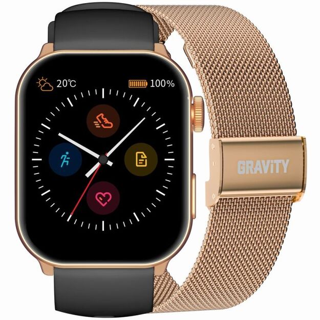 GRAVITY GT28-5 Women\ s Smartwatch Strap + Bracelet Rose Gold Black