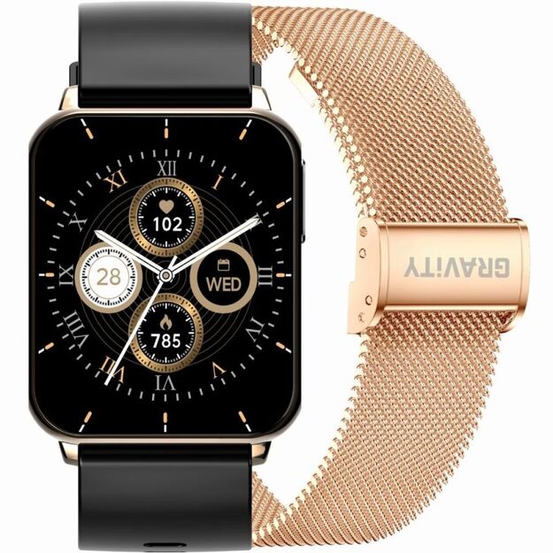 Smartwatch Gravity Rose Gold Black 2 Straps GT17-5