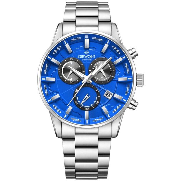 Men\ s Watch Giewont Chronograph Sapphire Silver Blue GW4580-B3
