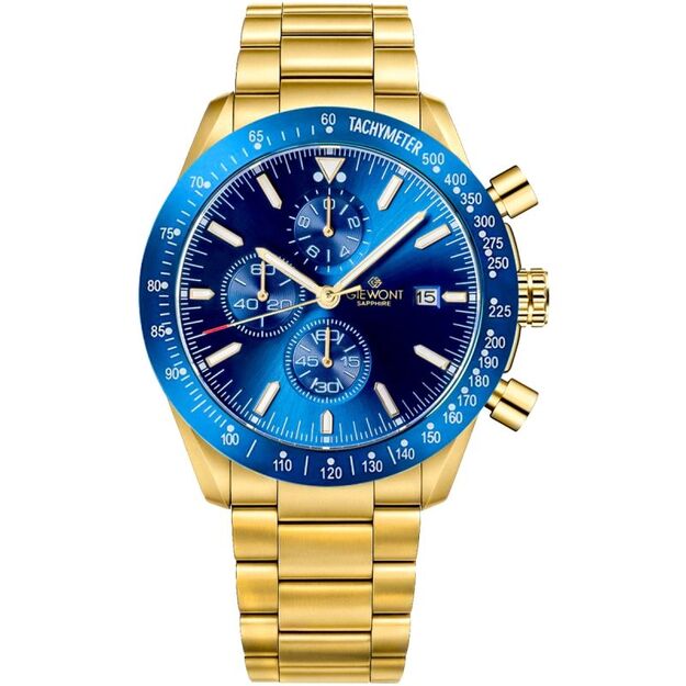 Men\ s Watch Giewont Chronograph Sapphire Gold Blue GW8720-B6