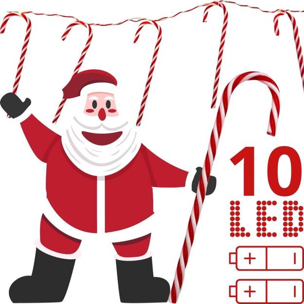 GARLAND LAMPS 10 LED LOLLIPOPS CHRISTMAS TREE CANDLES WARM WHITE LUCA