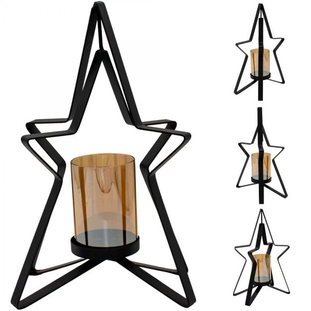 METAL CANDLESTICK 31.5 CM STAR MICA