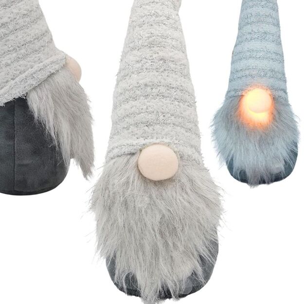 GNOME WITH A LONG WHITE HAT AND A GLITTER NOSE 42CM