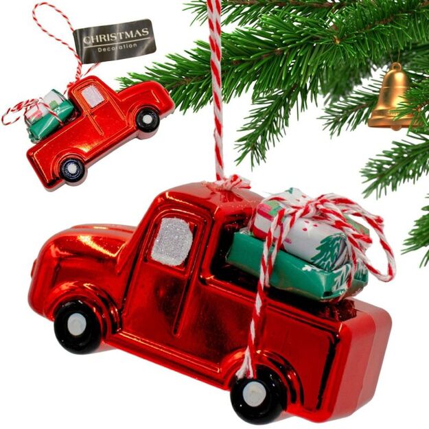 HANGING DECORATION BAUBLE CAR RED
