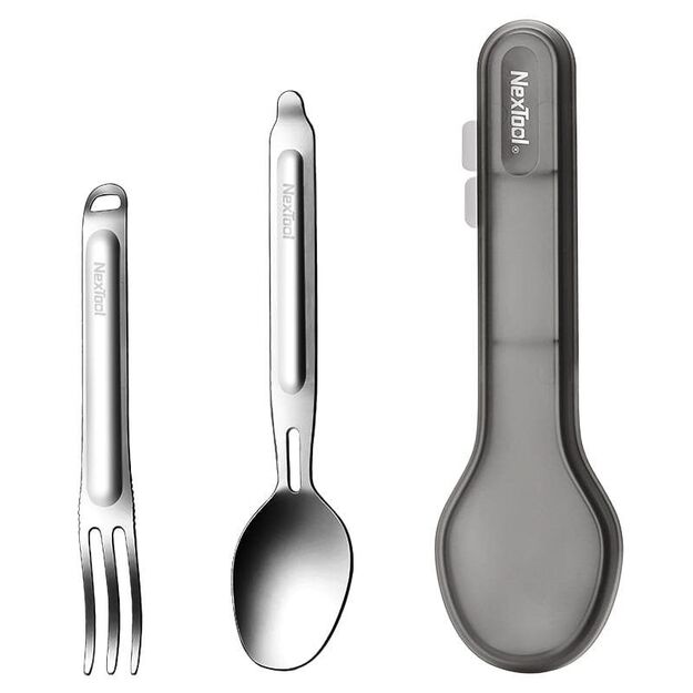 Titanium travel cutlery essentials - spoon + fork - NexTool NE20133