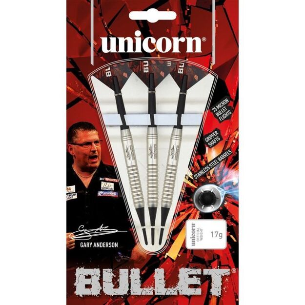 Unicorn Bullet Stainless Steel soft tip darts - Gary Anderson 16g:23520|18g:23521