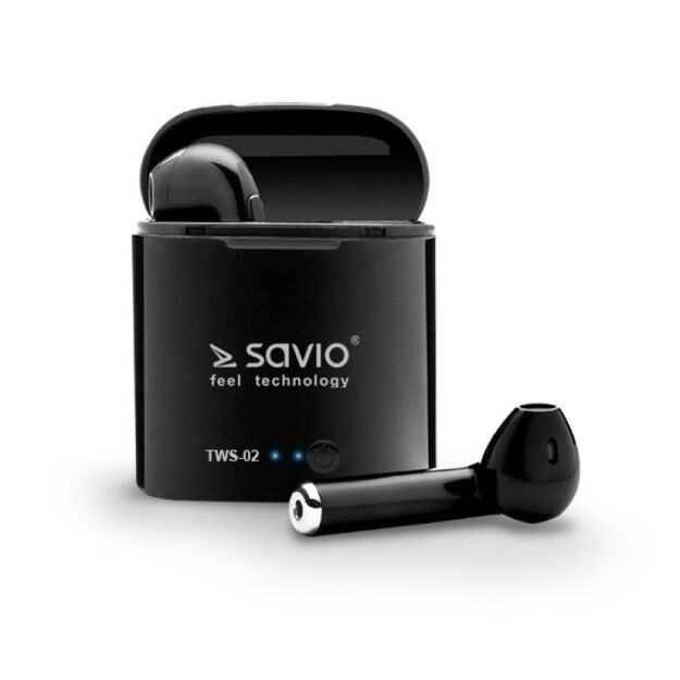 SAVIO TWS-02 wireless headphones (in-ear  wireless, Bluetooth  with built-in microphone  black