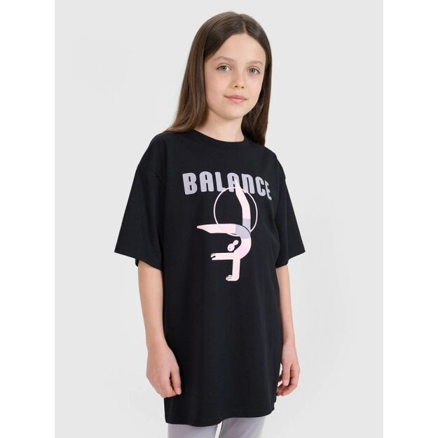 Oversized T-shirt with print for girls 4F FJRSS25TTSHF2646-20S