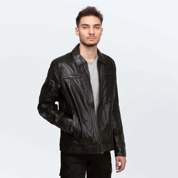 Cameleon Men\ s Leather Jacket Richard Black