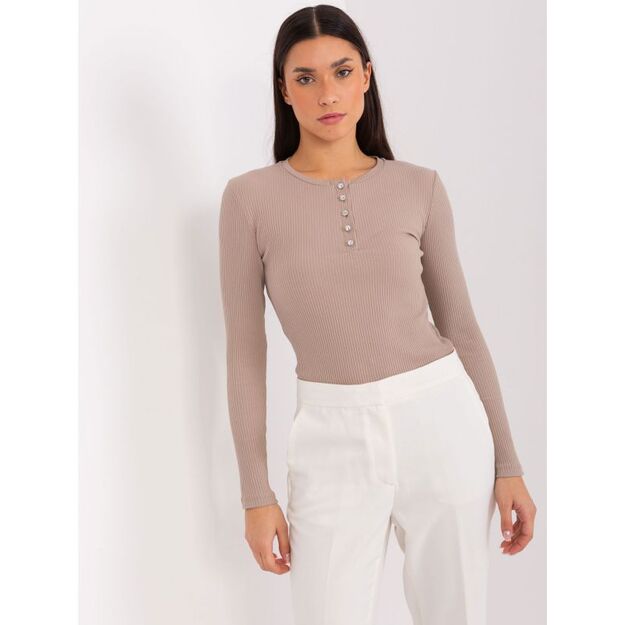 Dark Beige Cotton Blouse BASIC FEEL GOOD (RV-BZ-9211.26X)