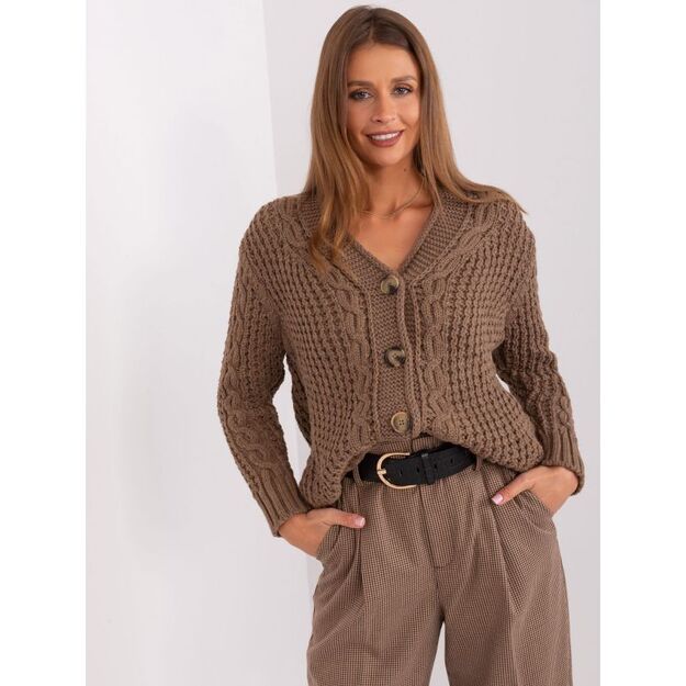 Brown women\ s cable knit cardigan (BA-SW-8001-1.16P)