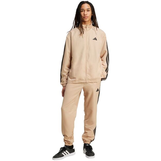 Men\ s adidas Sportswear Basic 3-Stripes Woven Tracksuit Beige JX3149