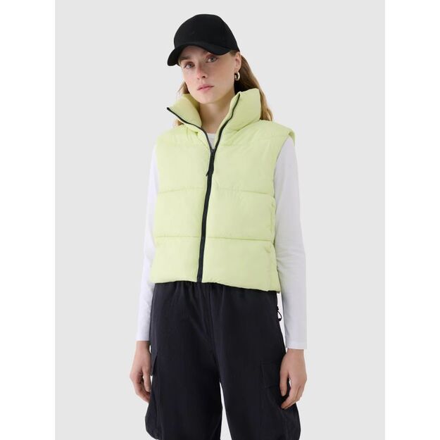 Cropped down vest with synthetic filling for women 4F 4FWSS25TVJAF182-45S
