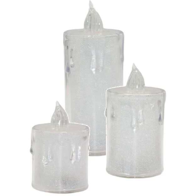 DECORATIVE CANDLE 3 PCS TRANSPARENT WARM WHITE 1 LED
