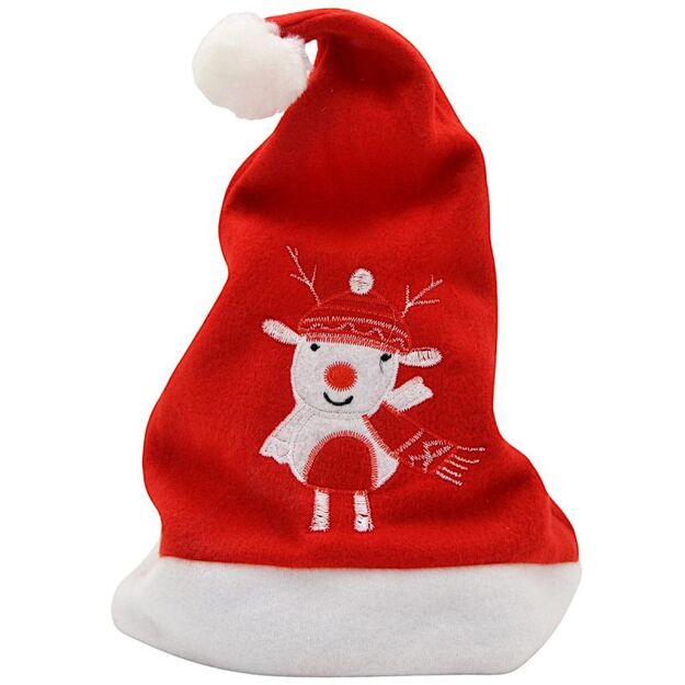 CLASSIC SANTA CLAUS HAT 30X40CM REINDEER