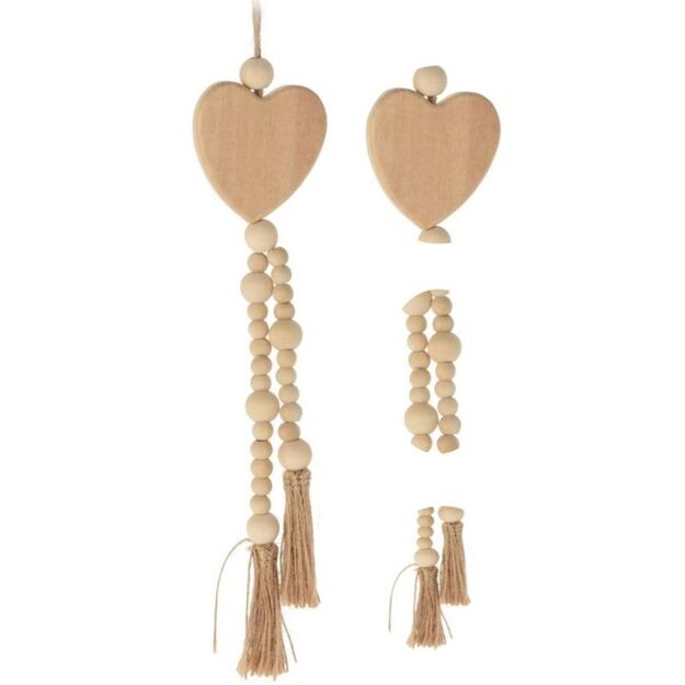 DECORATIVE PENDANT BOHO ECO NATURE WOODEN HEART