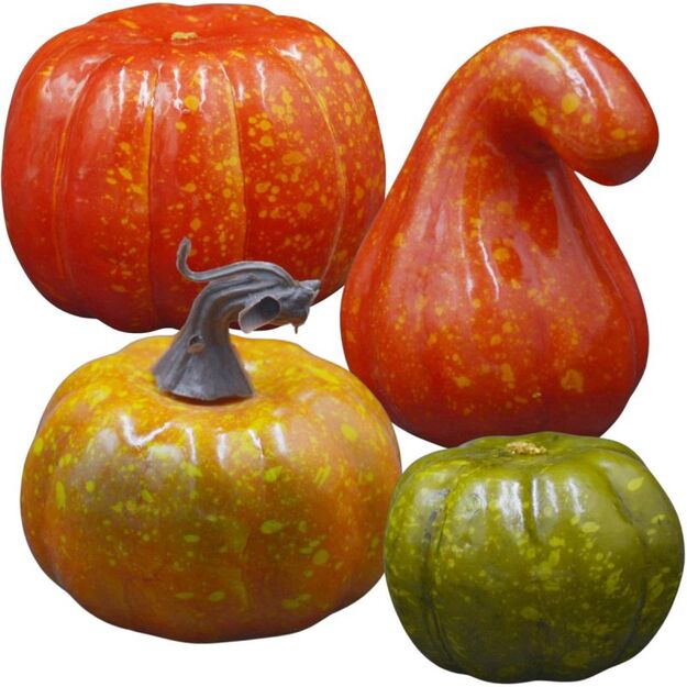 DECORATIVE HALLOWEEN PUMPKIN FIGURE 4 PCS ORANGE - GREEN