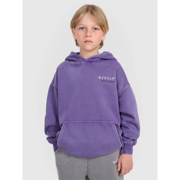 Boy\ s sweatshirt with hood, open, 4F 4FJRAW25TSWSM2344-51S