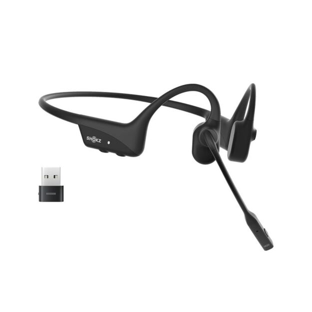 Shokz OpenComm2 USB-C Wireless Bone Conduction Headphones + USB-A Adapter Black