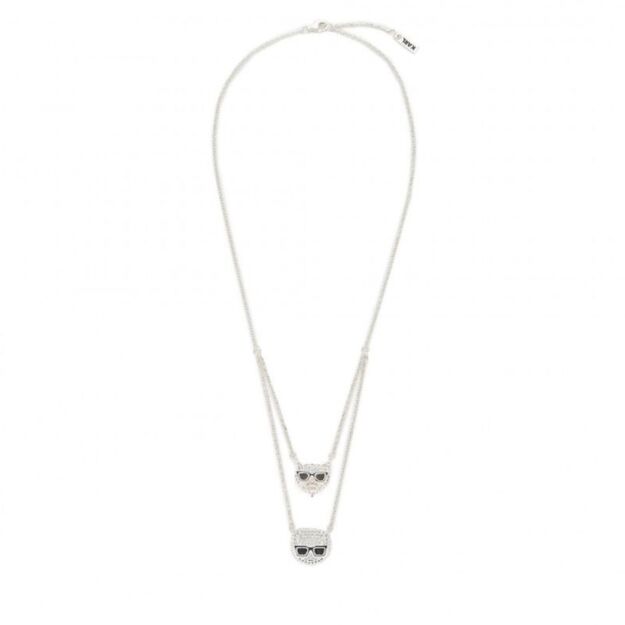 KARL LAGERFELD SILVER NECKLACE K/IKONIK PAVE