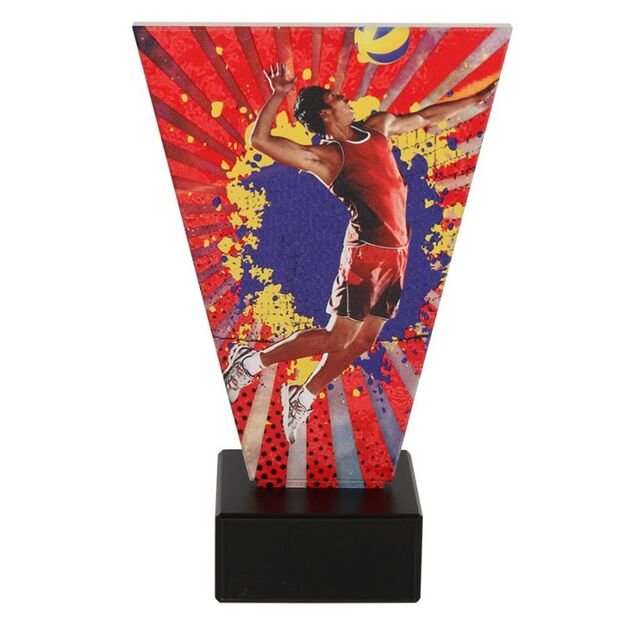 Glass volleyball trophy