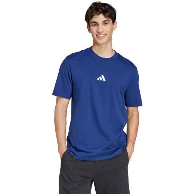 Men\ s adidas Essentials Small Logo Single Jersey T-shirt blue JF1093