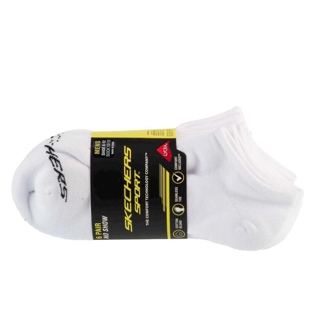Skechers 6pk Men Mn Cotton Nshw Socks S117809-WHT White 41-46