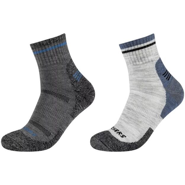 Skechers 2PPK Men Trail Wool Quarter Socks SK42052-9300 Gray 39-42
