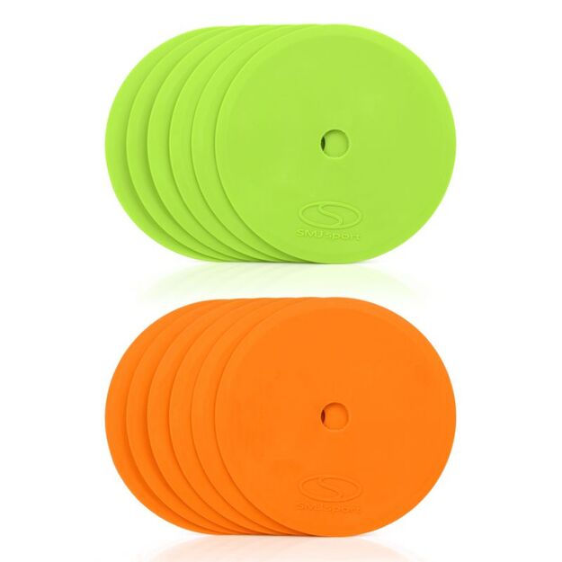 Flat field markers - round 15 cm - 6x green 6x orange SMJ sport ZPO-OG