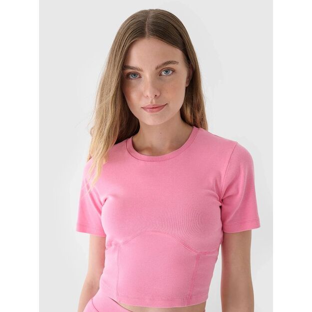 Women\ s crop top slim plain 4F 4FRAW24TTSHF2581-54S