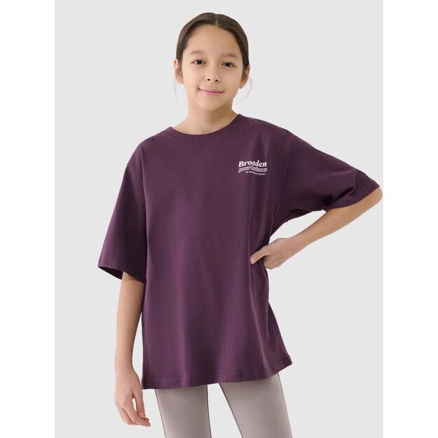 Girls\  oversize T-shirt with print 4F 4FJRSS25TTSHF2586-50S