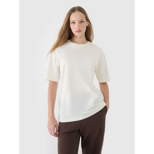 Women\ s oversize plain T-shirt 4F 4FRSS25TTSHF2694-11S