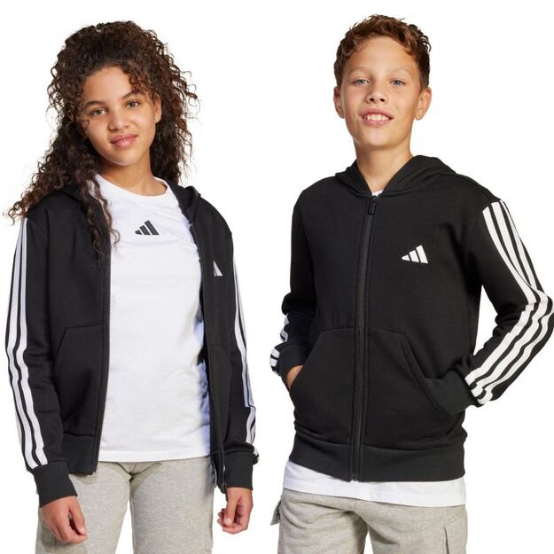 adidas Essentials Full-Zip Kids\  Sweatshirt Black and White JD6494