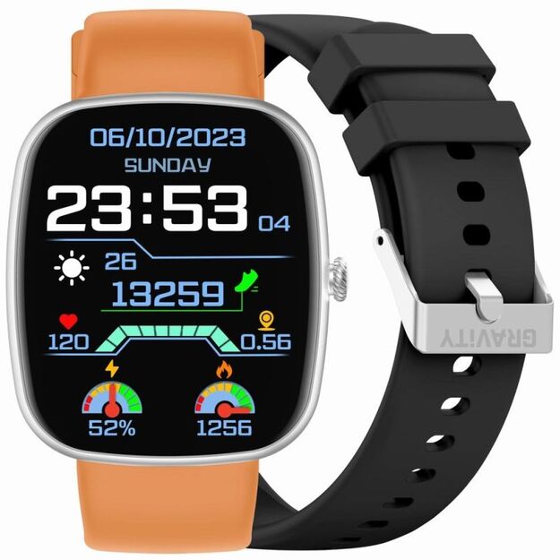 GRAVITY GT18-4 Men\ s Smartwatch Orange Silicone Strap + Black Strap