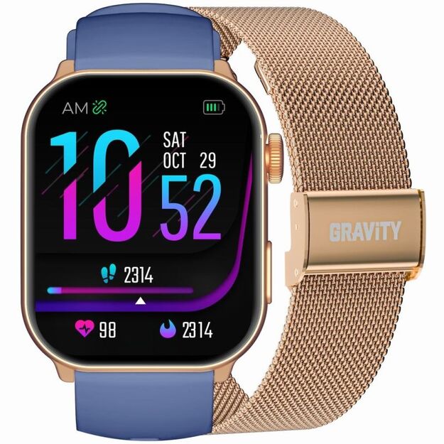 GRAVITY GT28-8 Women\ s Smartwatch Strap + Bracelet Rose Gold Navy Blue