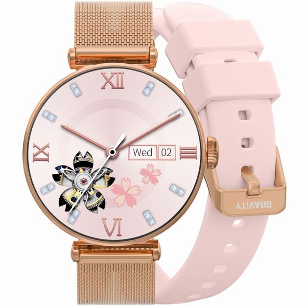 Smartwatch Gravity Rose Gold Pink 2 Straps GT26-1