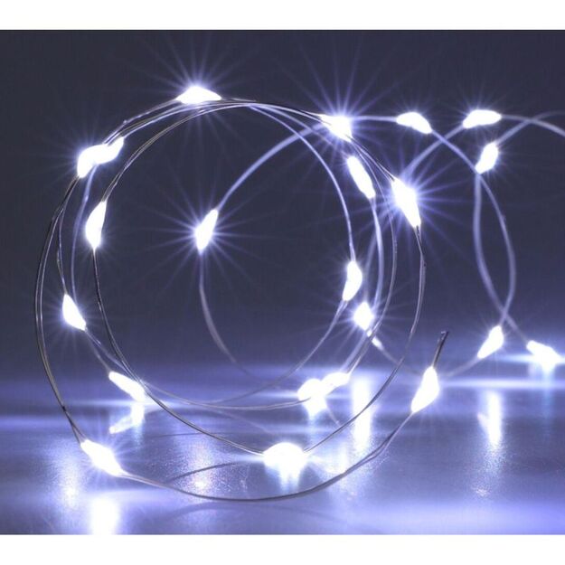 BATTERY-OPERATED WIRE LAMPS GARLAND 40 LED COOL WHITE