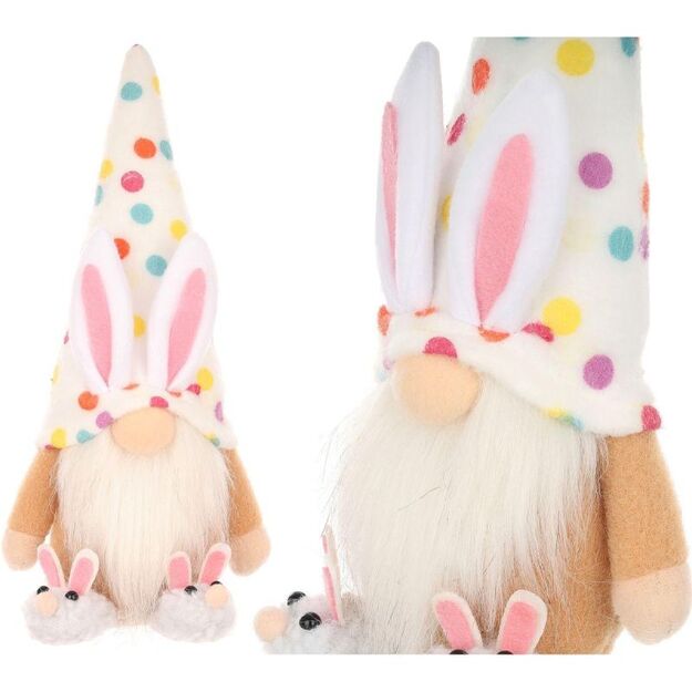gnome bunny 25cm polka dots boy spring decoration