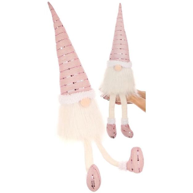 SHINY SANTA DECORATIVE gnome 38+20CM PINK