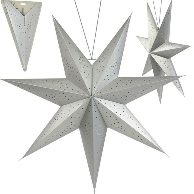 DECORATIVE HANGING PAPER STAR 75CM SILVER