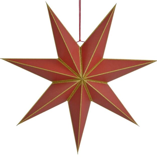 DECORATIVE HANGING PAPER STAR FSC 18x60CM RED 7 ARMS MICA