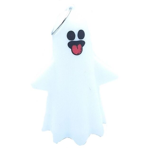 DECORATIVE LED GHOST KEYCHAIN PENDANT WITH TONGUE