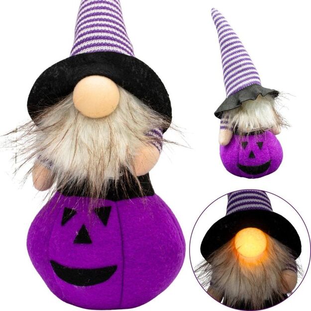 DECORATIVE PUMPKIN FIGURE 35CM LED HALLOWEEN PURPLE PURPLE