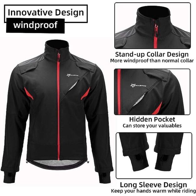 Rockbros winter cycling jacket black M