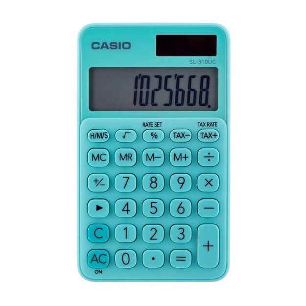 CASIO Pocket Calculator SL-310UC-GN BOX, 10-digit, 70x118mm, cardboard, green