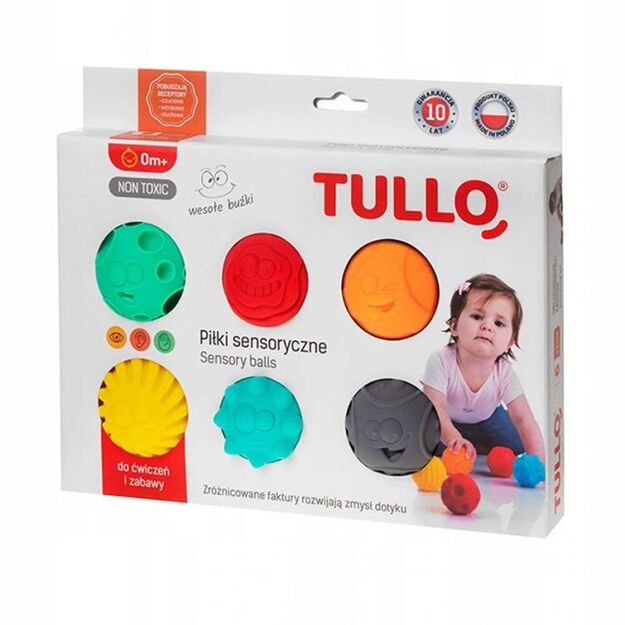 Sensory balls smiley faces 6 pcs AM Tullo colorful 462