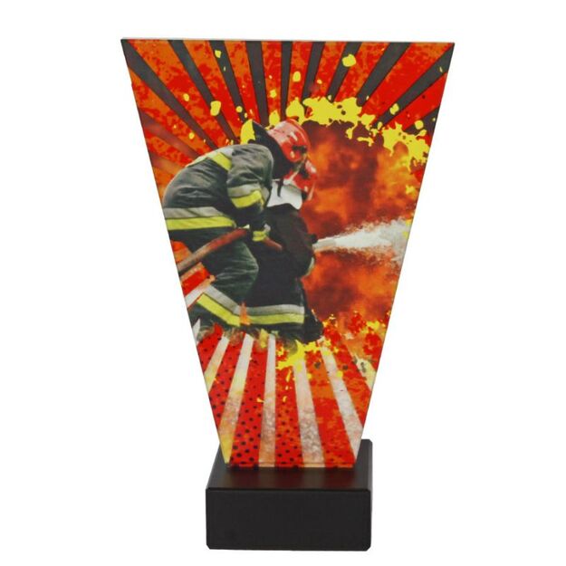 Firefighting glass trophy