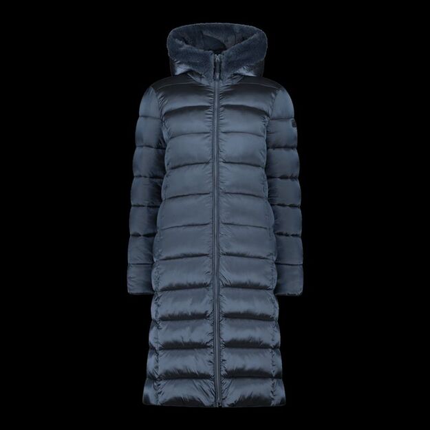 CMP women\ s winter jacket with hood, long insulated coat, navy blue (34K0046F/L635)
